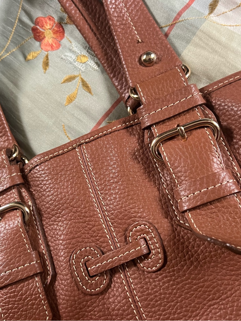Dooney & Bourke Pebbled Leather Shoulder Bag in Rust